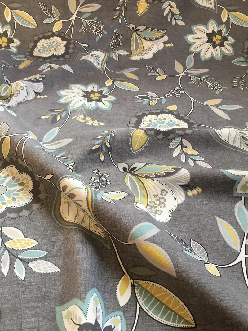 Dekostoff Floral - charcoal