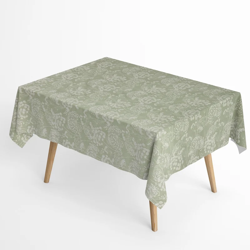 Jacquard Tischdecke aus beschichteter Baumwolle mit Fleckenschutz CERES mintgrün Blumenwiese Pusteblumen eckig rund oval