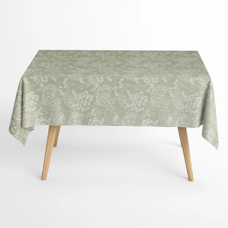 Jacquard Tischdecke aus beschichteter Baumwolle mit Fleckenschutz CERES mintgrün Blumenwiese Pusteblumen eckig rund oval