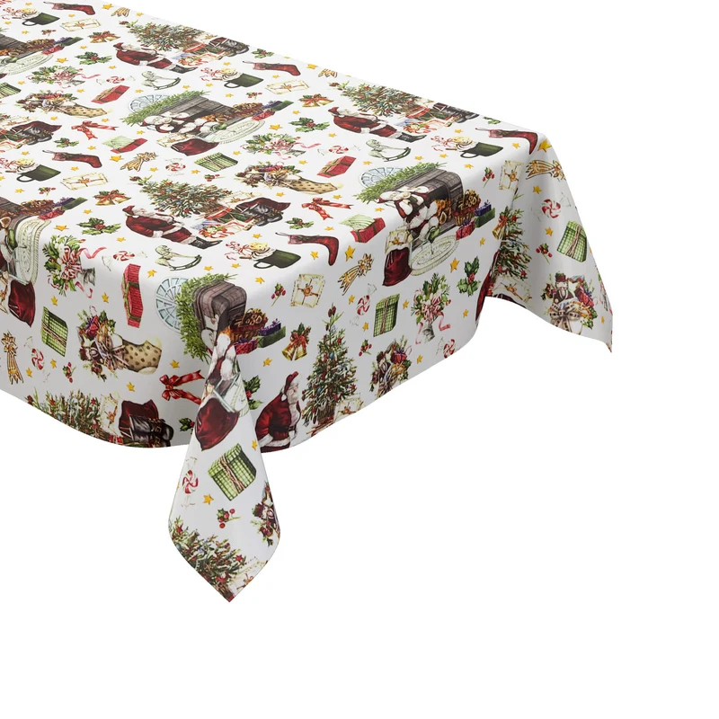 Wachstuch Tischdecke P1267-1 Weihnachten Advent Weihnachtsmann Weihnachtsbaum Geschenke eckig rund oval