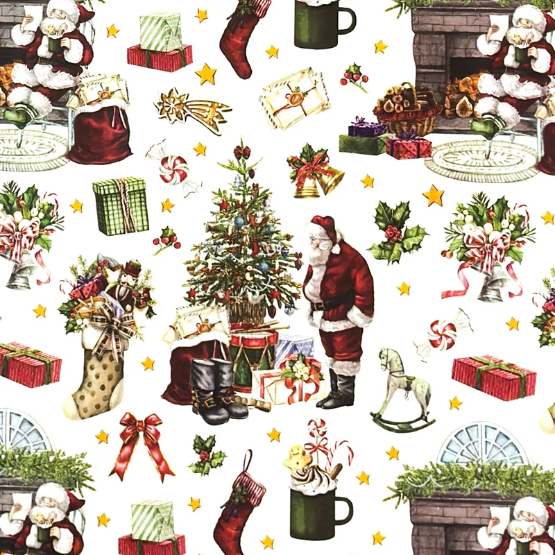 Wachstuch Tischdecke P1267-1 Weihnachten Advent Weihnachtsmann Weihnachtsbaum Geschenke eckig rund oval