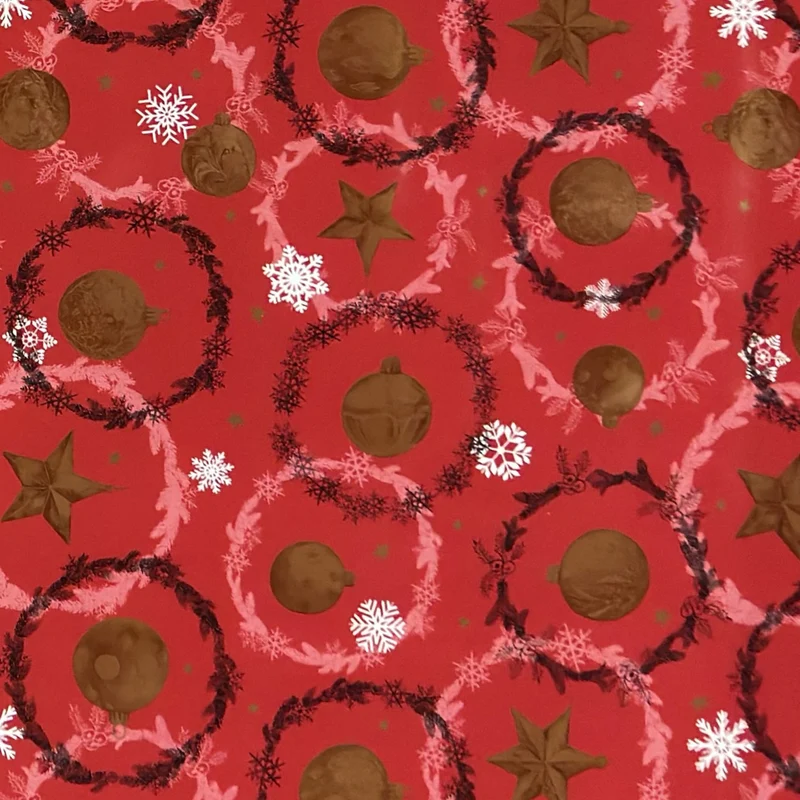 Wachstuch Tischdecke P1265-1 rot Weihnachten Advent Weihnachtskugeln Schneeflocken eckig rund oval