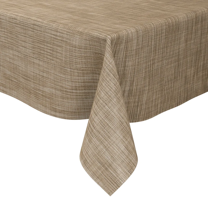 Wachstuch Tischdecke 160 cm Breite Übergröße B1778-01 beige Leinenoptik eckig rund oval