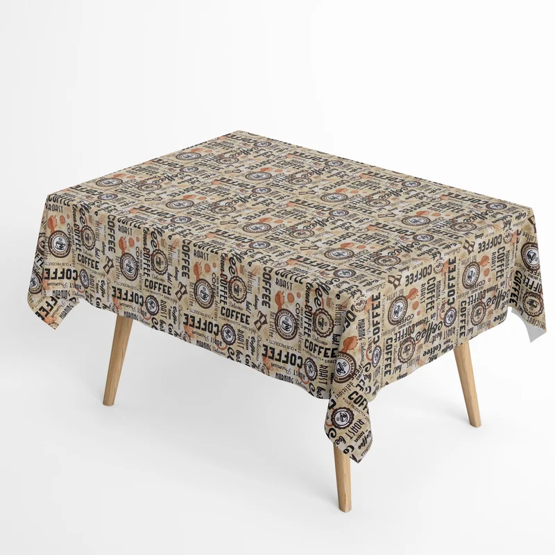 Jacquard Tischdecke aus beschichteter Baumwolle mit Fleckenschutz ROAST Kaffee Barista eckig rund oval