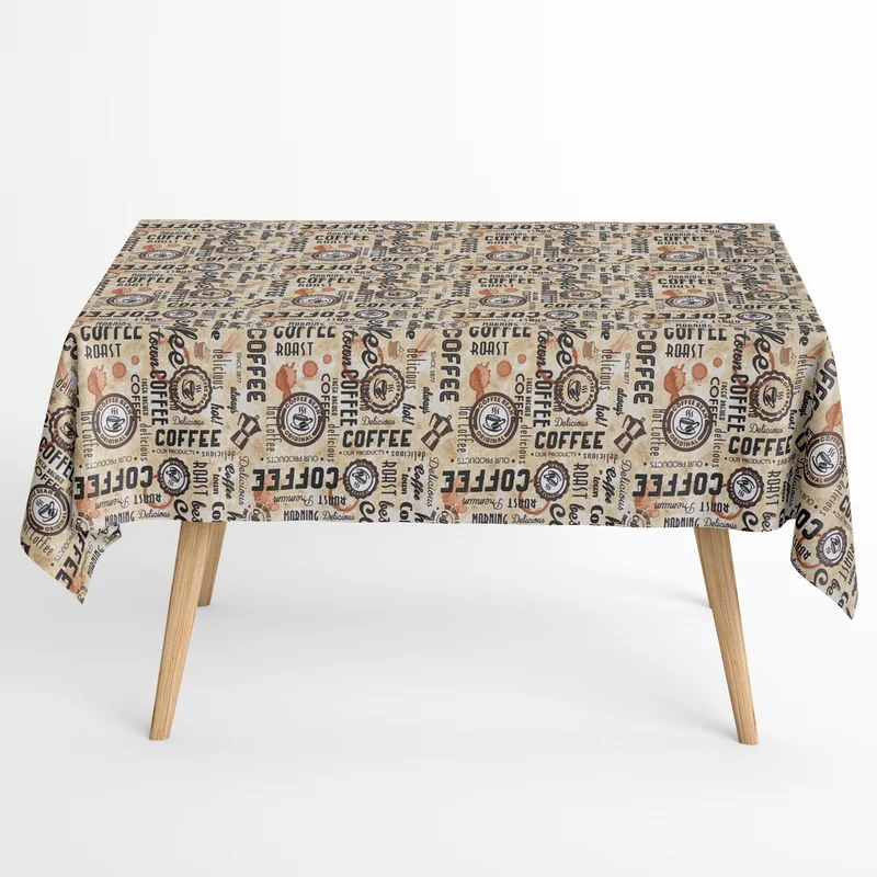 Jacquard Tischdecke aus beschichteter Baumwolle mit Fleckenschutz ROAST Kaffee Barista eckig rund oval