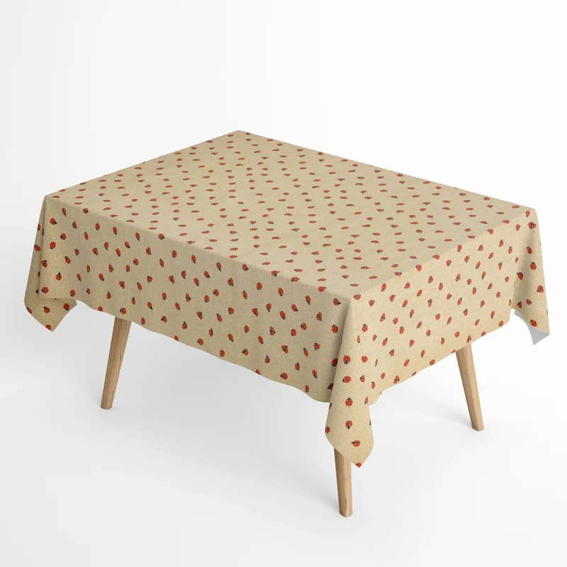 Jacquard Tischdecke aus beschichteter Baumwolle mit Fleckenschutz ADALIA Marienkäfer eckig rund oval