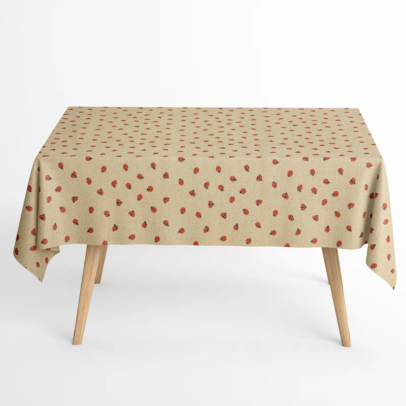 Jacquard Tischdecke aus beschichteter Baumwolle mit Fleckenschutz ADALIA Marienkäfer eckig rund oval
