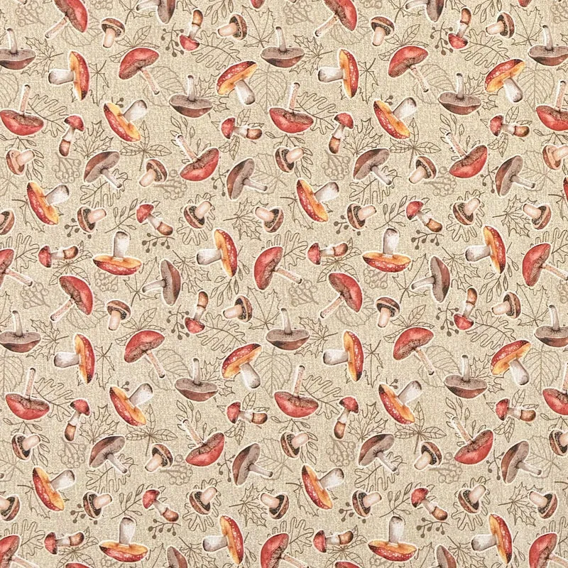 Jacquard Tischdecke aus beschichteter Baumwolle mit Fleckenschutz CLATA Herbst Pilze Blätter eckig rund oval