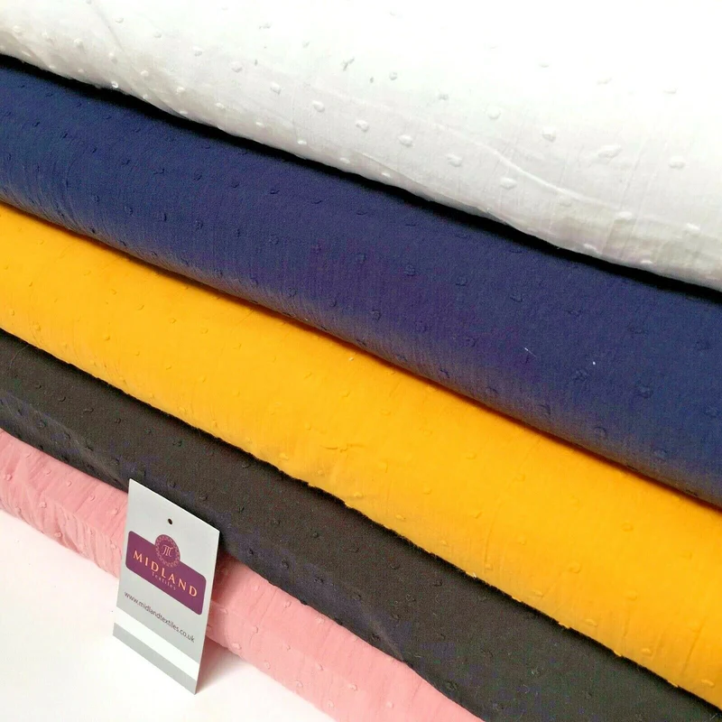 100% Cotton Swiss Dot Soft Dobby Dressmaking Fabric 135cm Wide MD1052 Mtex