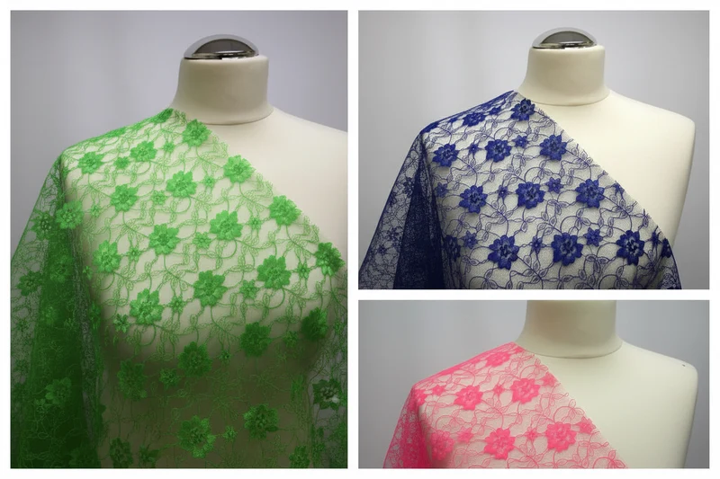 Floral Lace Net Fabric (Per Metre) Midtex 45" Wide M184