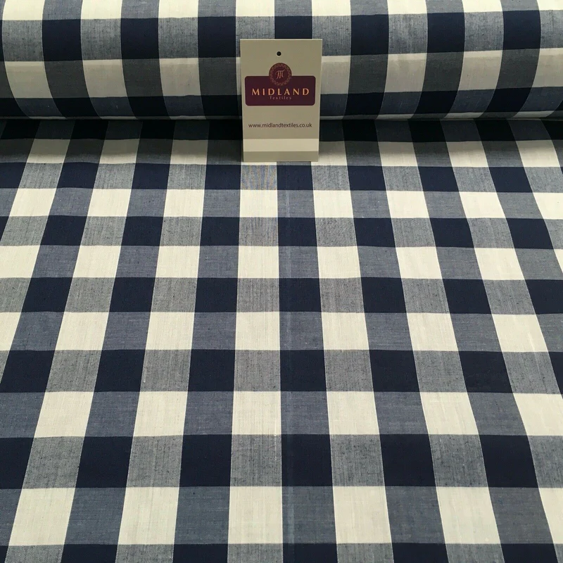 Timeless 1-inch Gingham Check Polycotton Fabric - 44" Wide - M31 Mtex