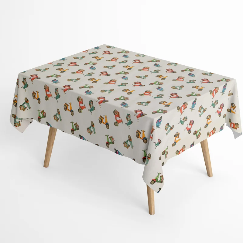 Jacquard Tischdecke aus beschichteter Baumwolle mit Fleckenschutz VESPETTA Roller Motorroller eckig rund oval