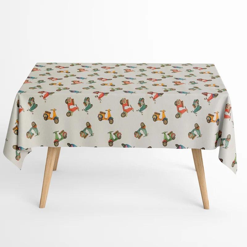 Jacquard Tischdecke aus beschichteter Baumwolle mit Fleckenschutz VESPETTA Roller Motorroller eckig rund oval