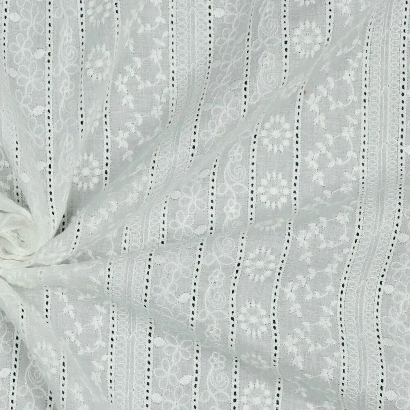 White Cotton Embroidery Summer breathability and comfort Dress fabric M1806