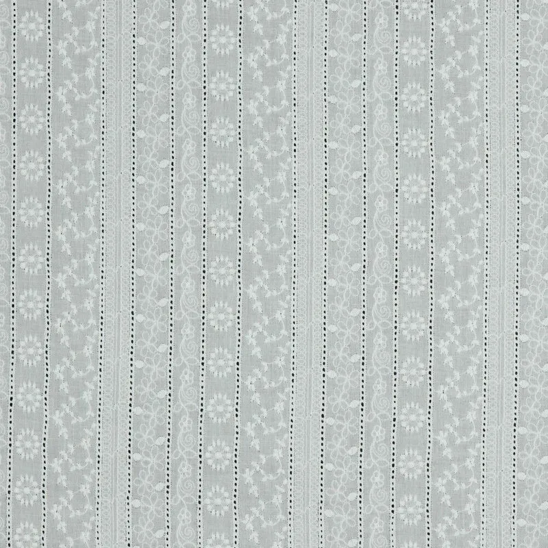 White Cotton Embroidery Summer breathability and comfort Dress fabric M1806