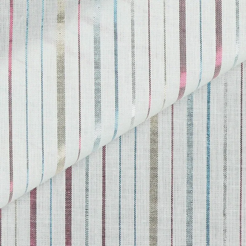 White coloured stripped cotton lurex dress t shirt fabric M1808