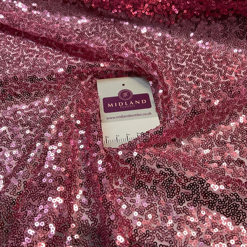 SENSATIONAL 3MM SEW ON ALL OVER SEQUINS ON NET FABRIC 50" WIDE DRESS FABRIC M1797 MTEX