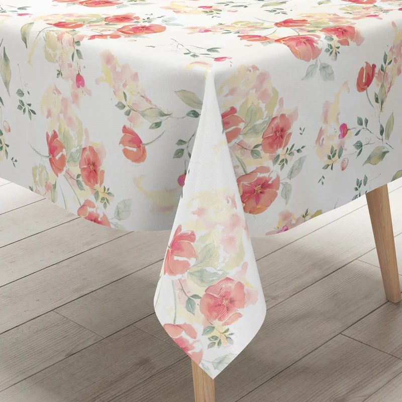 Wachstuch Tischdecke geprägt BA10 pastellfarbene Mohnblumen eckig rund oval