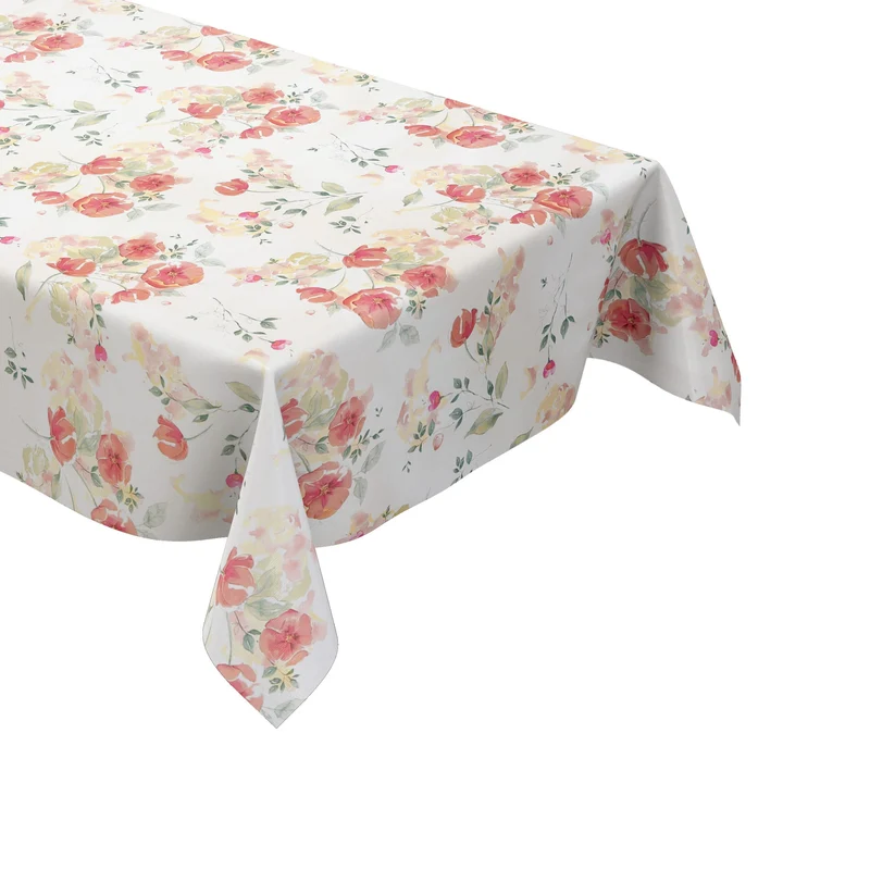 Wachstuch Tischdecke geprägt BA10 pastellfarbene Mohnblumen eckig rund oval