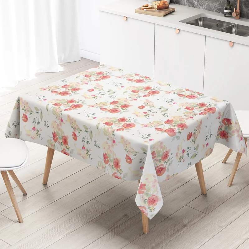 Wachstuch Tischdecke geprägt BA10 pastellfarbene Mohnblumen eckig rund oval