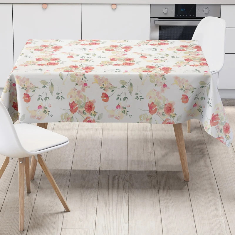 Wachstuch Tischdecke geprägt BA10 pastellfarbene Mohnblumen eckig rund oval