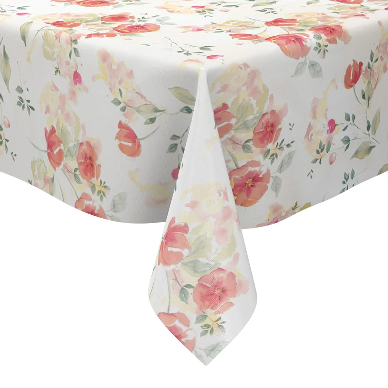 Wachstuch Tischdecke geprägt BA10 pastellfarbene Mohnblumen eckig rund oval
