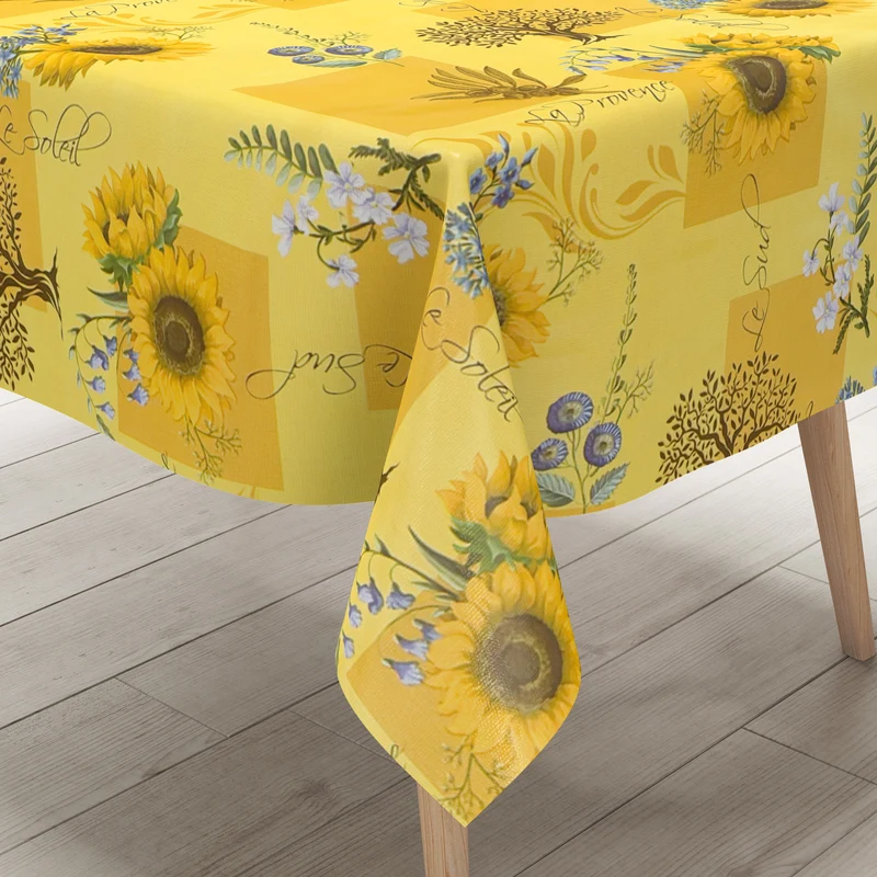 Wachstuch Tischdecke geprägt DT52 gelb Sonnenblumen Provence eckig rund oval