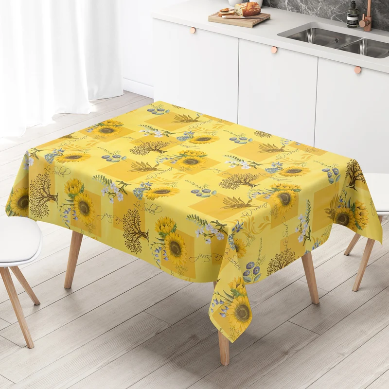 Wachstuch Tischdecke geprägt DT52 gelb Sonnenblumen Provence eckig rund oval