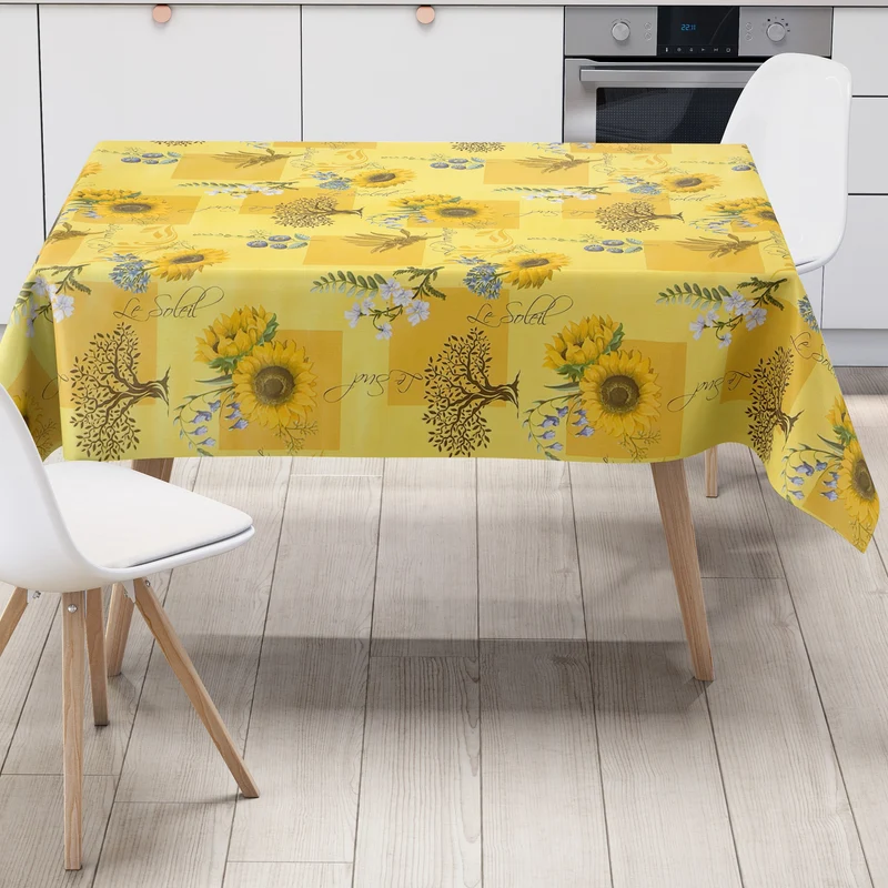 Wachstuch Tischdecke geprägt DT52 gelb Sonnenblumen Provence eckig rund oval