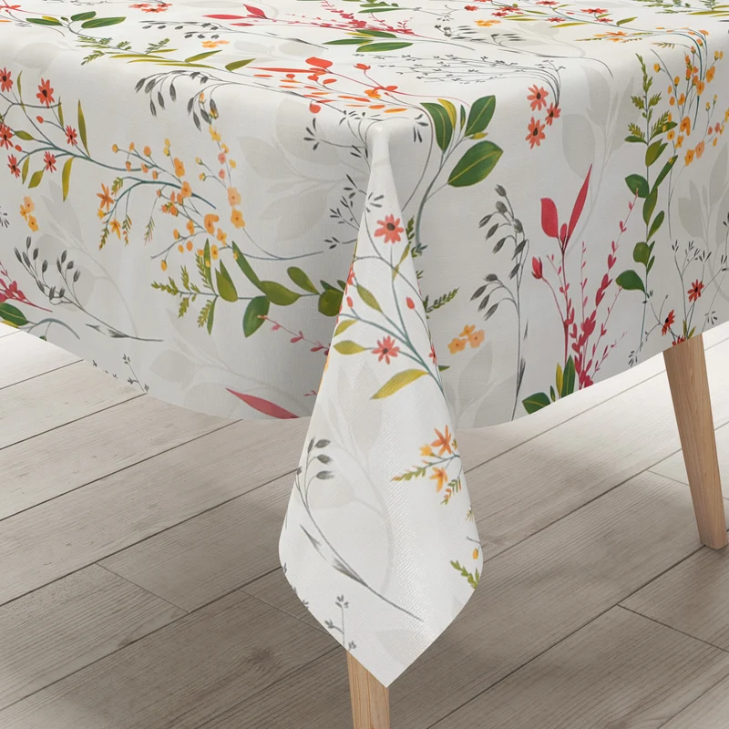 Wachstuch Tischdecke geprägt EG10 bunte Gräser und Blüten eckig rund oval