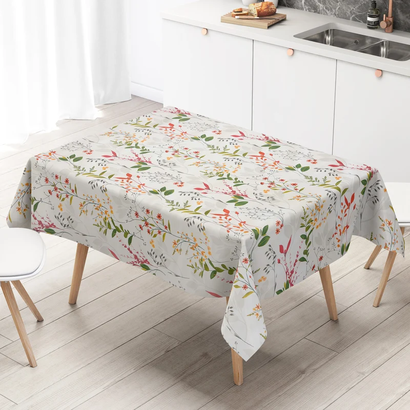 Wachstuch Tischdecke geprägt EG10 bunte Gräser und Blüten eckig rund oval