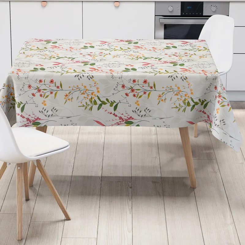 Wachstuch Tischdecke geprägt EG10 bunte Gräser und Blüten eckig rund oval