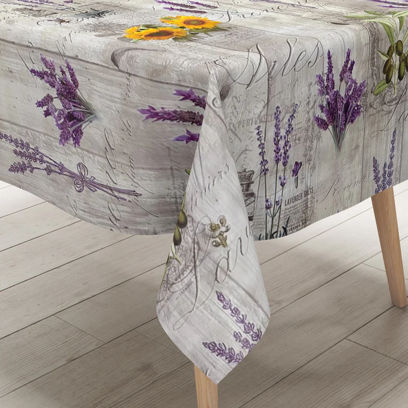 Wachstuch Tischdecke geprägt BB80 Provence Lavendel Sonnenblumen Oliven auf Holz eckig rund oval