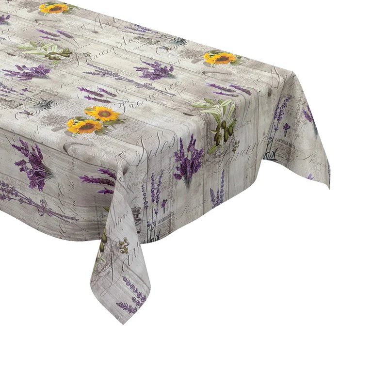 Wachstuch Tischdecke geprägt BB80 Provence Lavendel Sonnenblumen Oliven auf Holz eckig rund oval