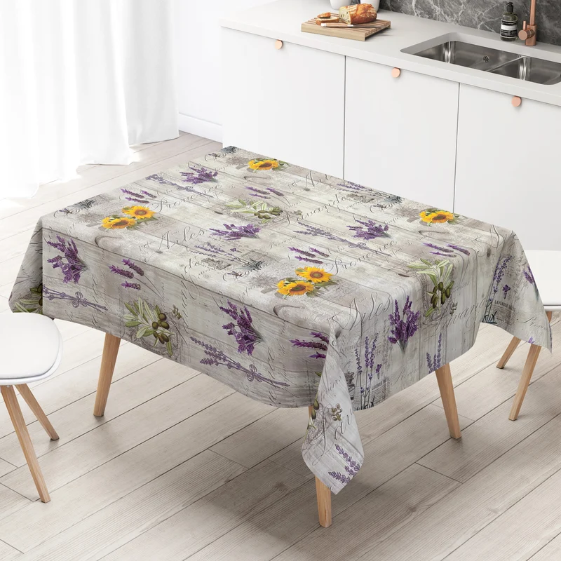 Wachstuch Tischdecke geprägt BB80 Provence Lavendel Sonnenblumen Oliven auf Holz eckig rund oval