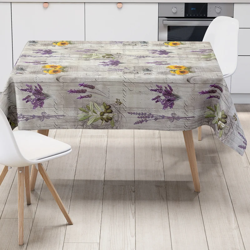 Wachstuch Tischdecke geprägt BB80 Provence Lavendel Sonnenblumen Oliven auf Holz eckig rund oval
