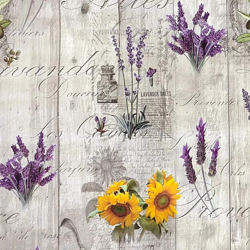 Wachstuch Tischdecke geprägt BB80 Provence Lavendel Sonnenblumen Oliven auf Holz eckig rund oval
