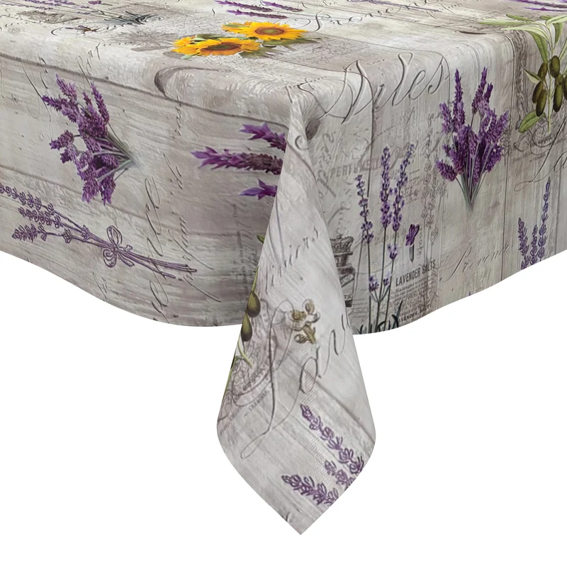 Wachstuch Tischdecke geprägt BB80 Provence Lavendel Sonnenblumen Oliven auf Holz eckig rund oval
