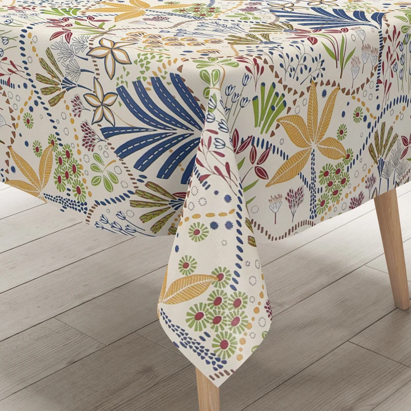 Wachstuch Tischdecke geprägt EG20 bunte Blumenvielfalt eckig rund oval