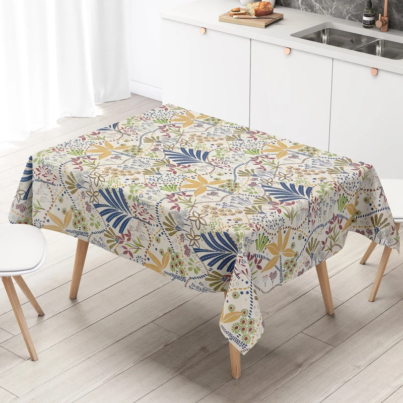 Wachstuch Tischdecke geprägt EG20 bunte Blumenvielfalt eckig rund oval