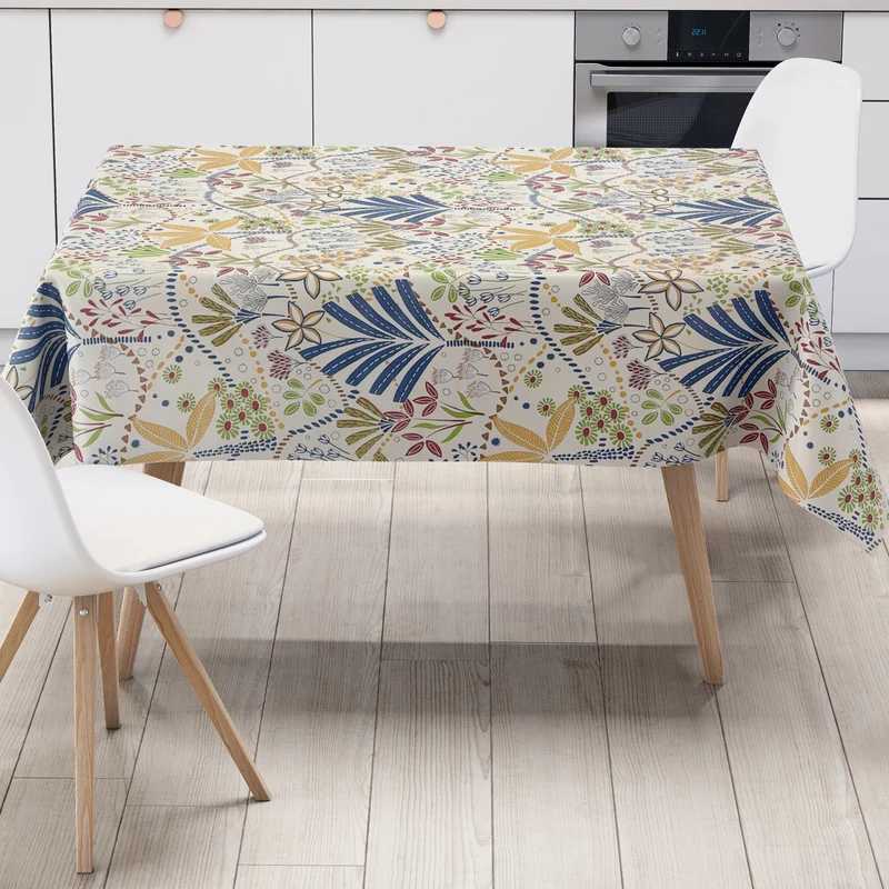 Wachstuch Tischdecke geprägt EG20 bunte Blumenvielfalt eckig rund oval