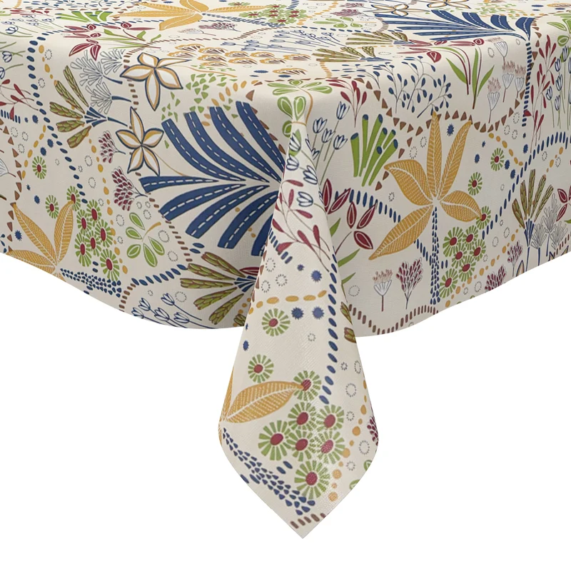 Wachstuch Tischdecke geprägt EG20 bunte Blumenvielfalt eckig rund oval
