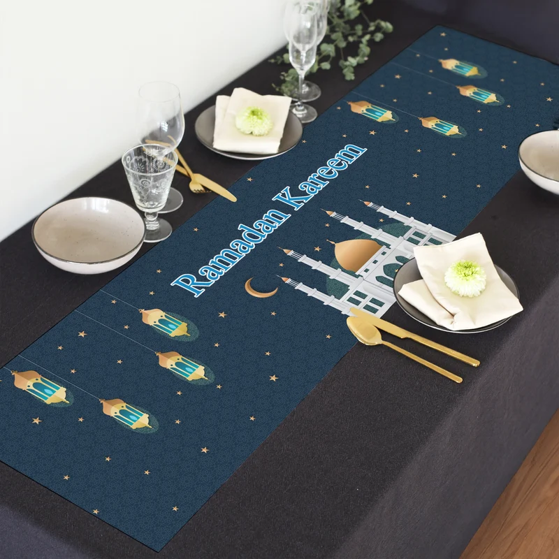Personalisierter Tischläufer zu Ramadan & Zuckerfest | Tischdekoration für Eid al-Fitr | 2 Größen