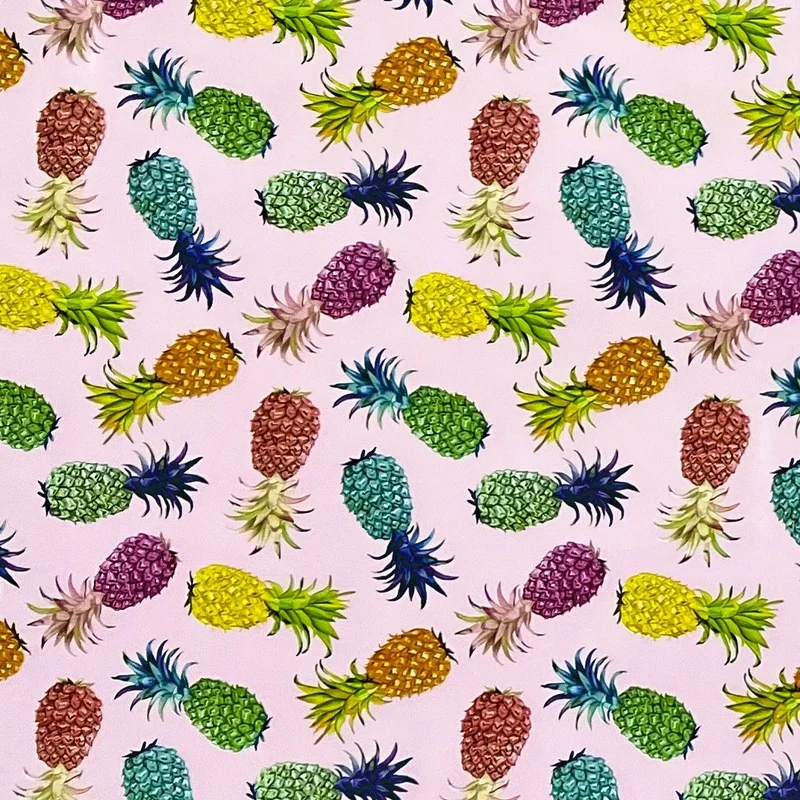 Wachstuch Rolle SONDERPOSTEN bunte Ananas auf rosa B6010-03 Rollenware