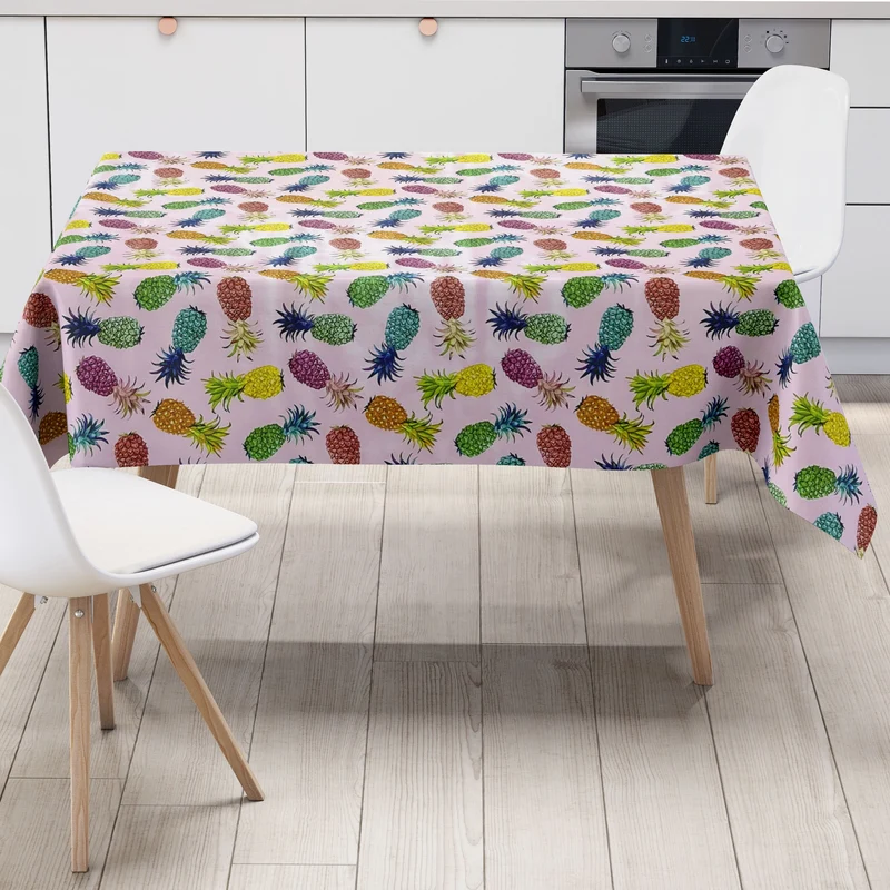 Wachstuch Rolle SONDERPOSTEN bunte Ananas auf rosa B6010-03 Rollenware