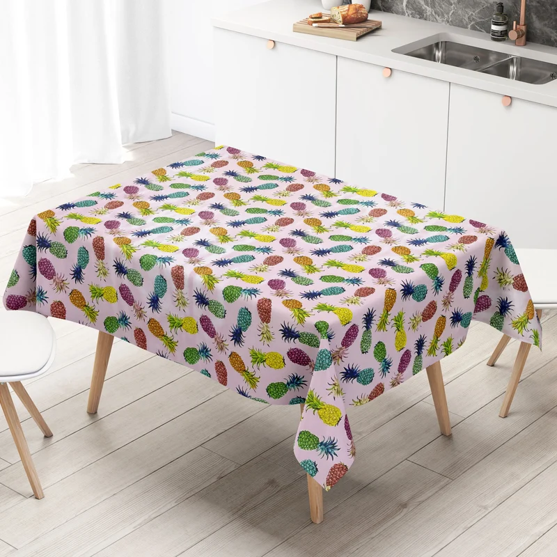 Wachstuch Rolle SONDERPOSTEN bunte Ananas auf rosa B6010-03 Rollenware