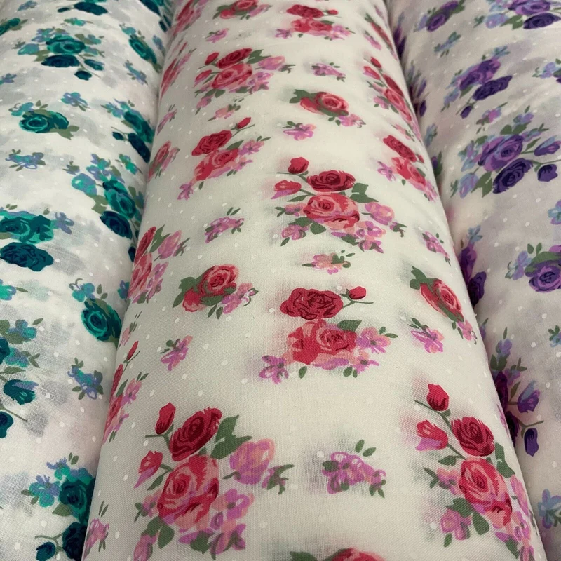 Vintage Floral Roses printed Poly cotton fabric 110cm Wide M1704