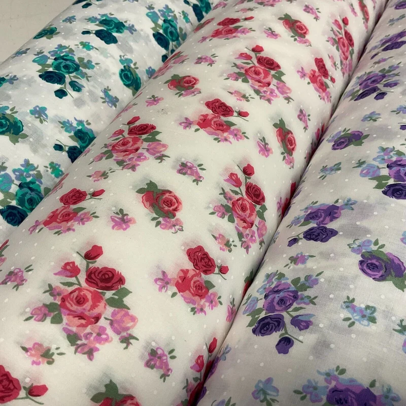 Vintage Floral Roses printed Poly cotton fabric 110cm Wide M1704