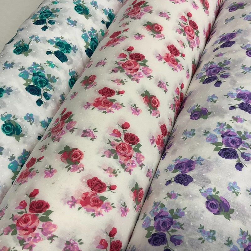 Vintage Floral Roses printed Poly cotton fabric 110cm Wide M1704
