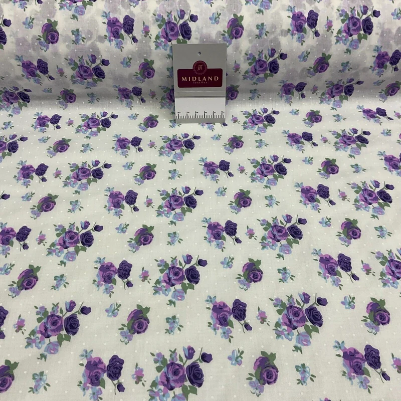 Vintage Floral Roses printed Poly cotton fabric 110cm Wide M1704